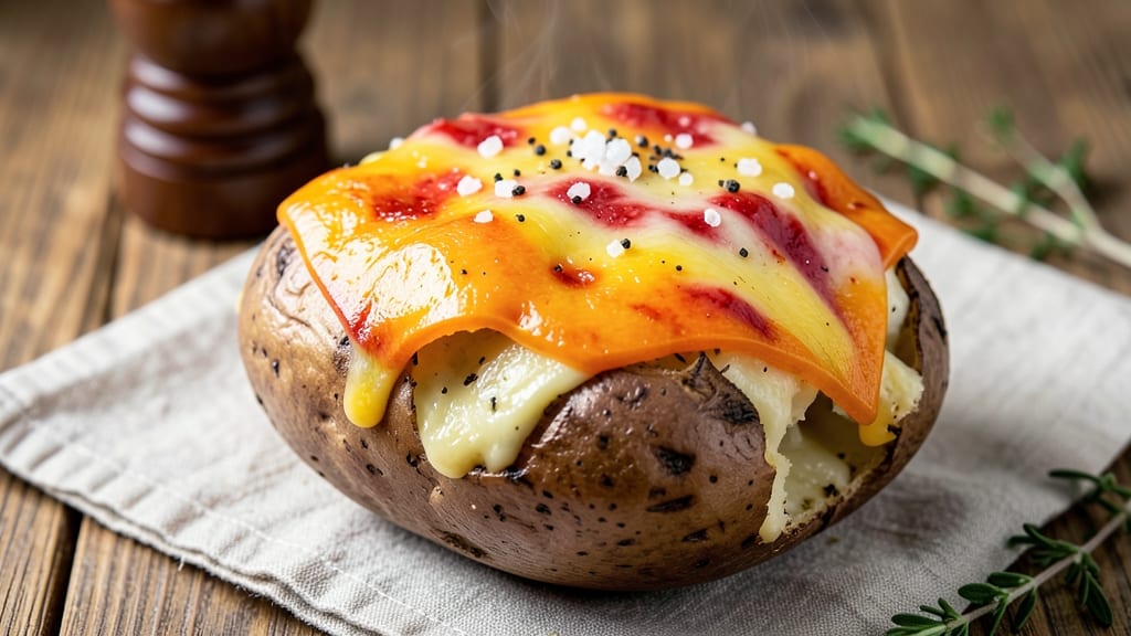 Baked Whole Potato with Cheese Recipe: Crispy Skin, Ooey-Gooey Centers