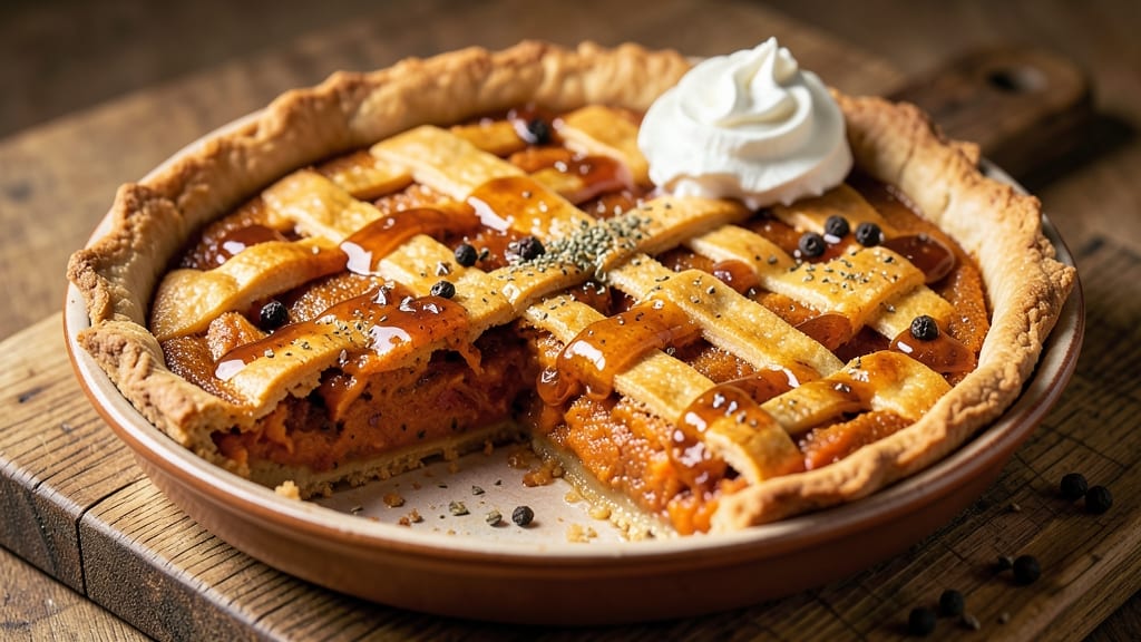 Southern Sweet Potato Pie Recipe With Brown Sugar: Molten Center Crowned With Crispy Celery Top