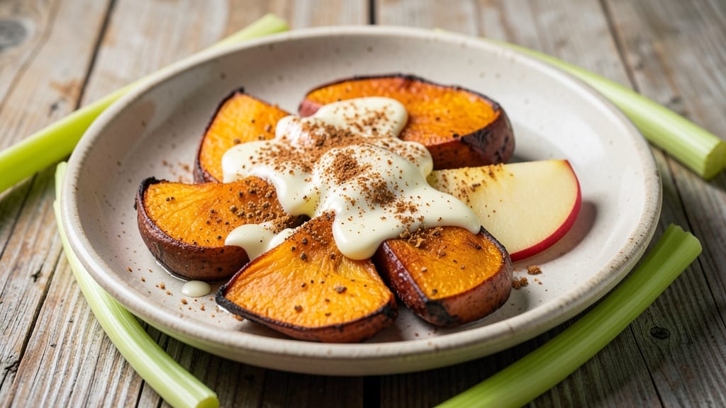 Sweet Potato Apple Cinnamon Recipe: Spiced Roast With Buttery Crisp Celery Crown