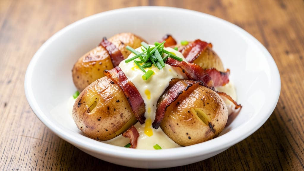 Baked Potato Salad Recipe With Bacon: Smoky Crispy Top and Creamy Mustard Bliss