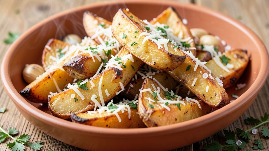 Baked Garlic Parmesan Potato Wedges Tasty Recipe: Crispy Crust, Gooey Cheese Magic