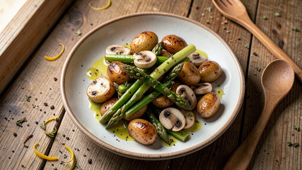 Asparagus Mushroom Potato Recipe: Earthy Roasted Trio With Caramelized Edges