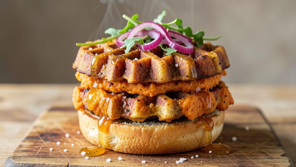 Sweet Potato Waffle Burger Recipe: Crispy Stacks With Caramelized Sweetness