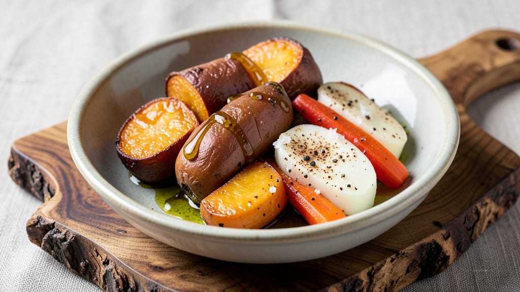 Turnip, Sweet Potato, and Carrot Recipe: Honey-Glazed Roast Trio With Caramelized Edges