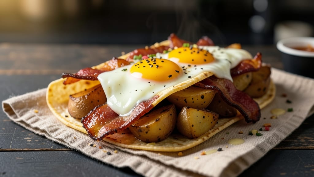 Bacon, Egg, and Potato Breakfast Burrito Recipe: Crispy Tortilla Wrap With Smoky Flavor Burst
