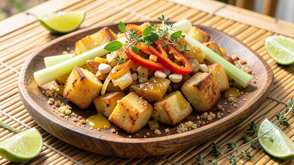 Belizean Potato Pound Recipe: Spiced Celery Crown Crunch Over Savory Mustard Bliss