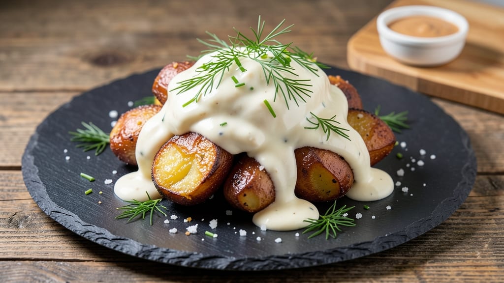 Angler Potato Recipe: Crispy Celery Crown Over Creamy Herb Swirl