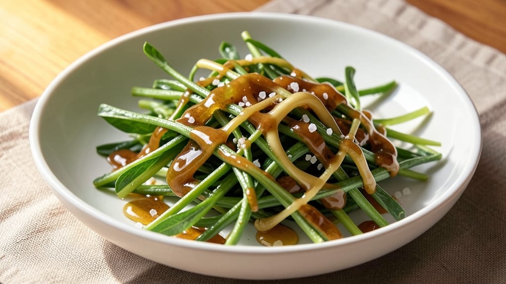 Sweet Potato Shoots Recipe: Earthy Crunch Over Creamy Mustard Bliss
