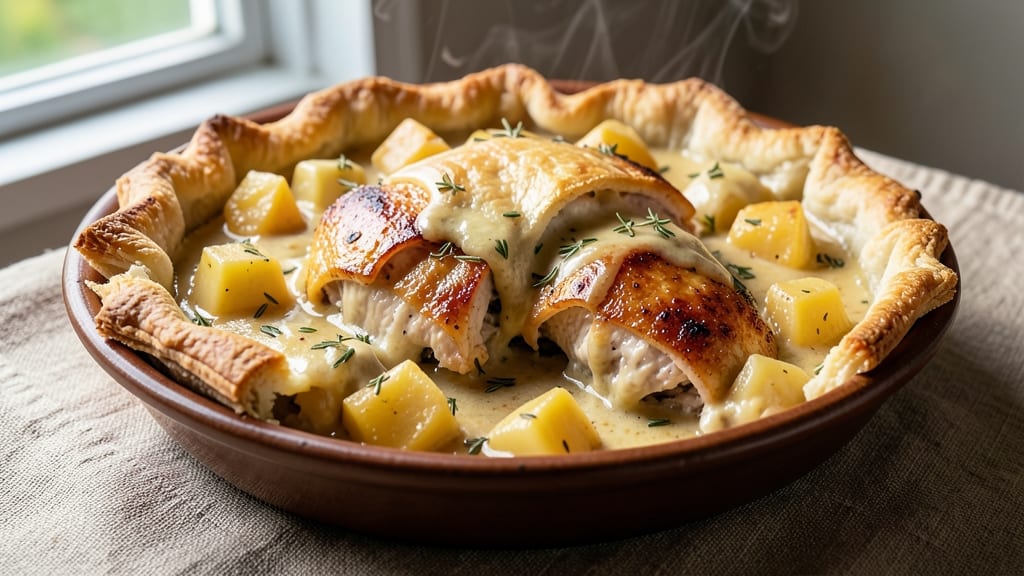 Baked Potato Chicken Pot Pie Recipe: Flaky Top Crust Meets Savory Filling