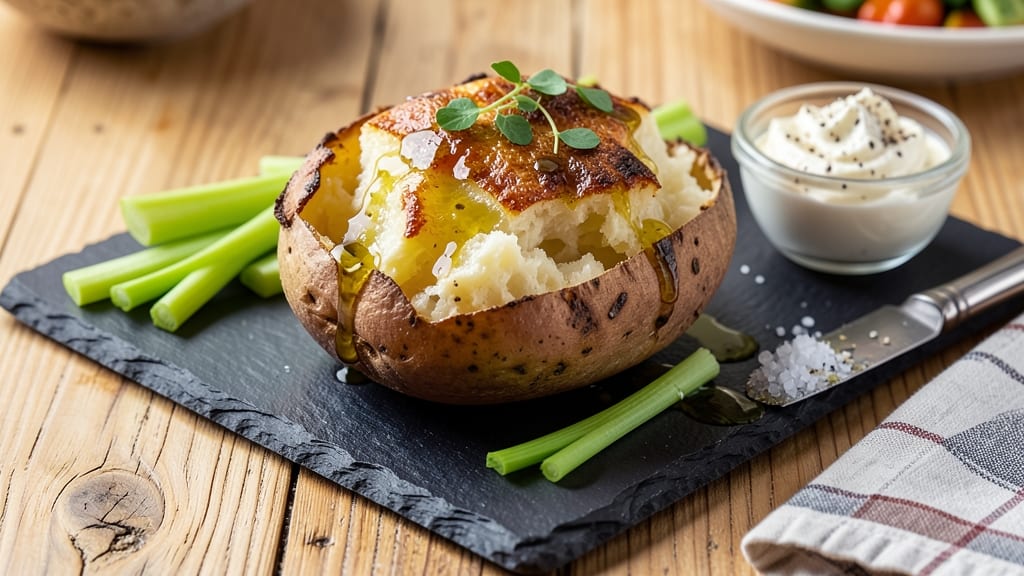Baked Potato Recipe Ingredients: Fluffy Interiors and Crispy Celery Crown Topping