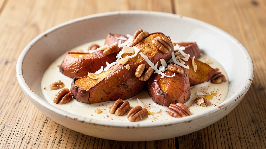 Sweet Potato Pecan Coconut Recipe: Warm Spiced Crunch With Tropical Sweetness