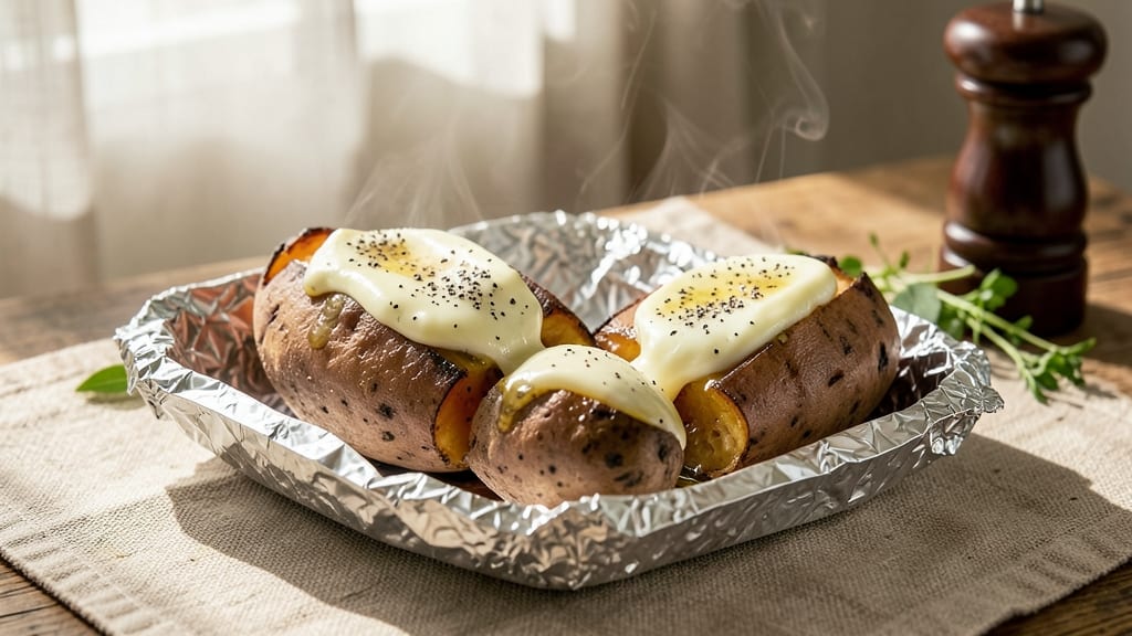 Baked Sweet Potato Recipe Tin Foil: Charred Edges and Buttery Interiors