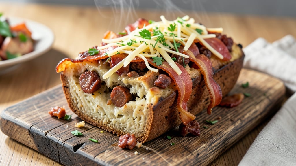 Bacon and Sausage Stuffed Potato Loaf Recipe: Hearty Stacked Layers of Crispy Crust and Smoky Fill