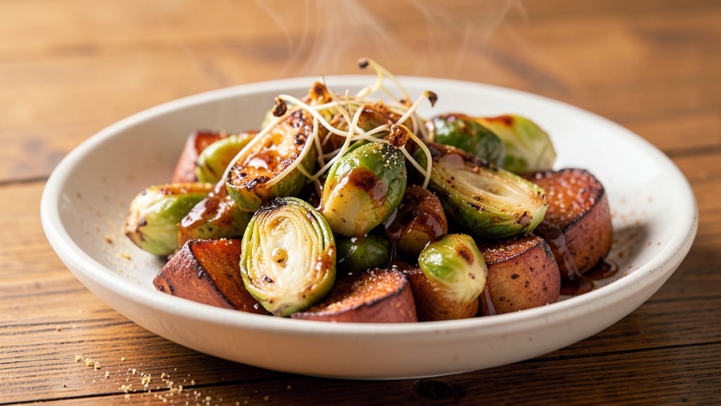 Sprouts and Sweet Potato Recipe: Crispy Roasted Sweetness With Peppery Bite