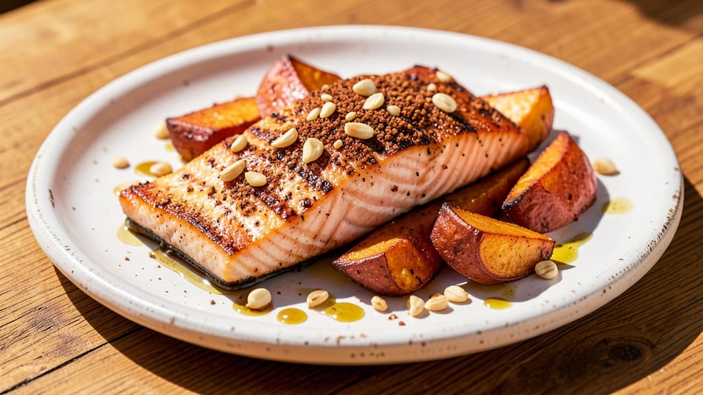 American Journey Salmon & Sweet Potato Recipe: Smoky Paprika-Crusted Duo with Caramelized Edges