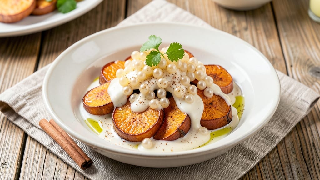 Sweet Potato Sago Recipe: Nutmeg-Kissed Crispy Crown Over Creamy Pearl Bliss