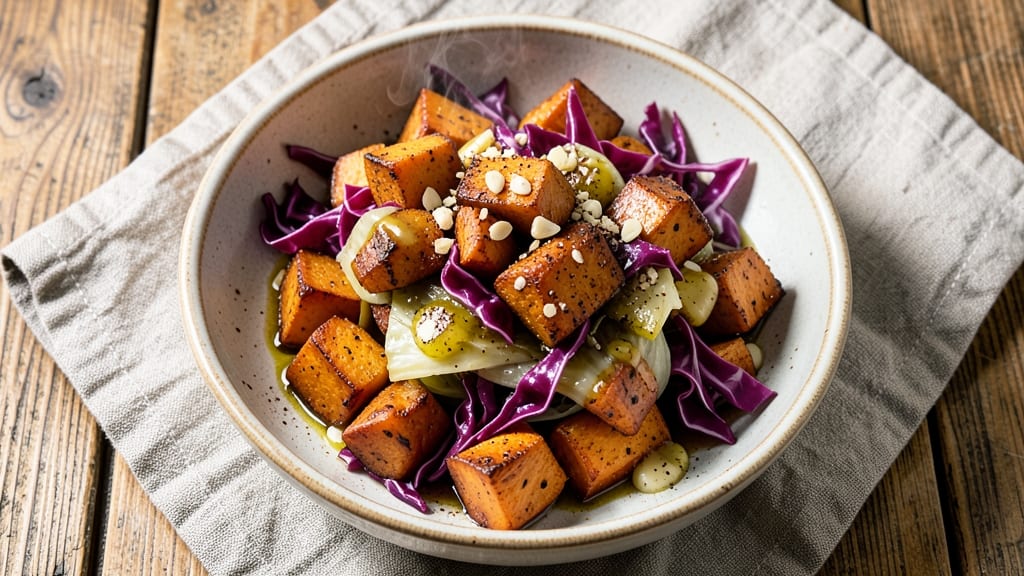 Vegan Cabbage and Sweet Potato Recipe: Roasted Sweetness With Crispy Edges