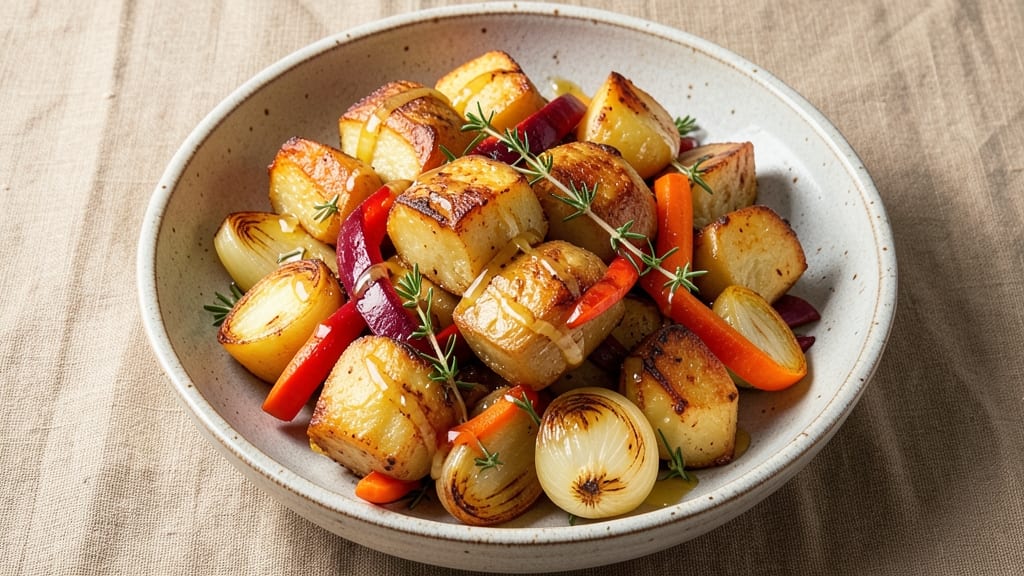 Baked Potato, Carrot, and Onion Recipe: One-Pan Roasted Trio with Caramelized Sweetness