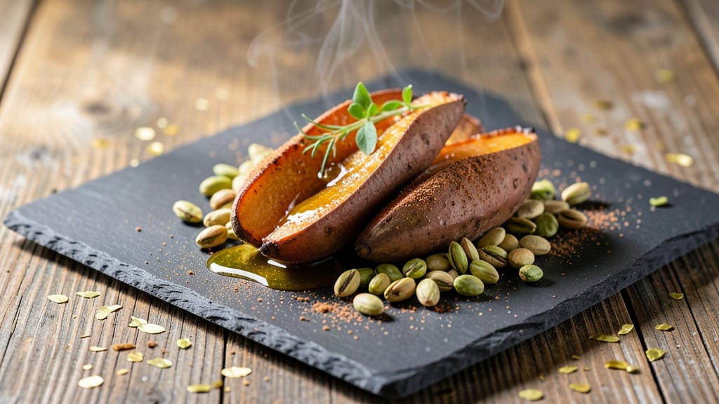 Sweet Potato and Pistachio Recipe: Crunchy Nut Topping Meets Roasted Sweetness