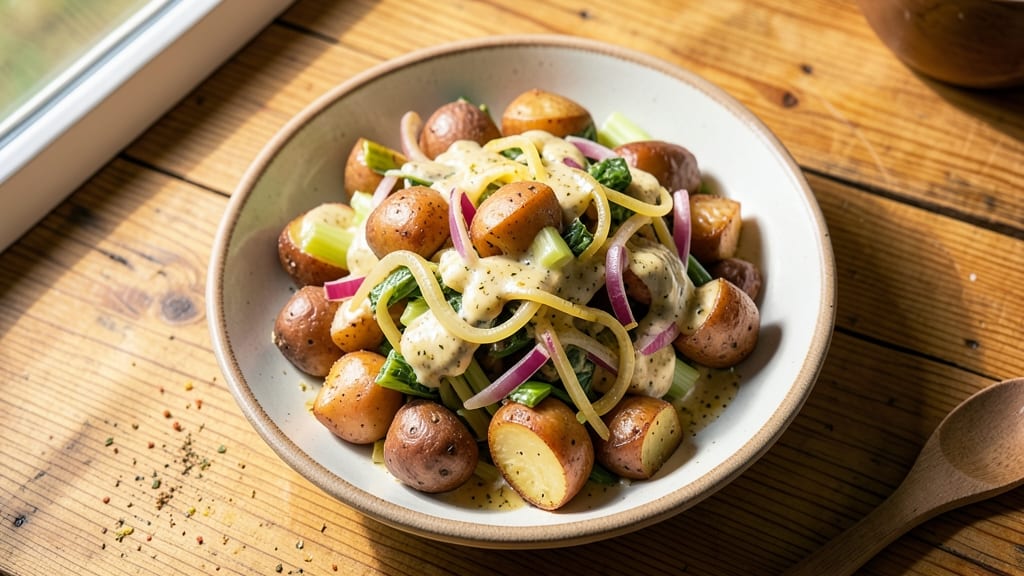 Amish German Potato Salad Recipe: Crispy Celery Crown Over Warm Mustard-Vinegar Bliss